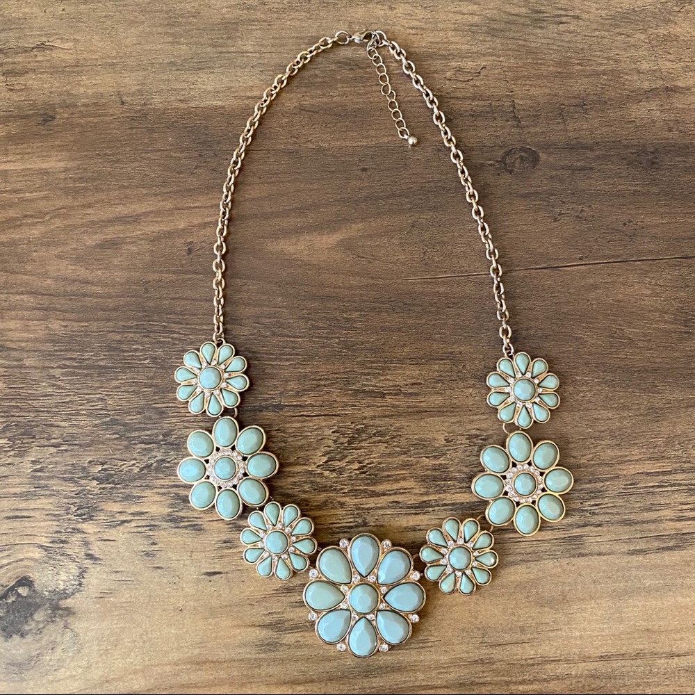 Mint Green Flower Statement Necklace